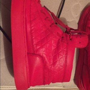 Red leather hightops